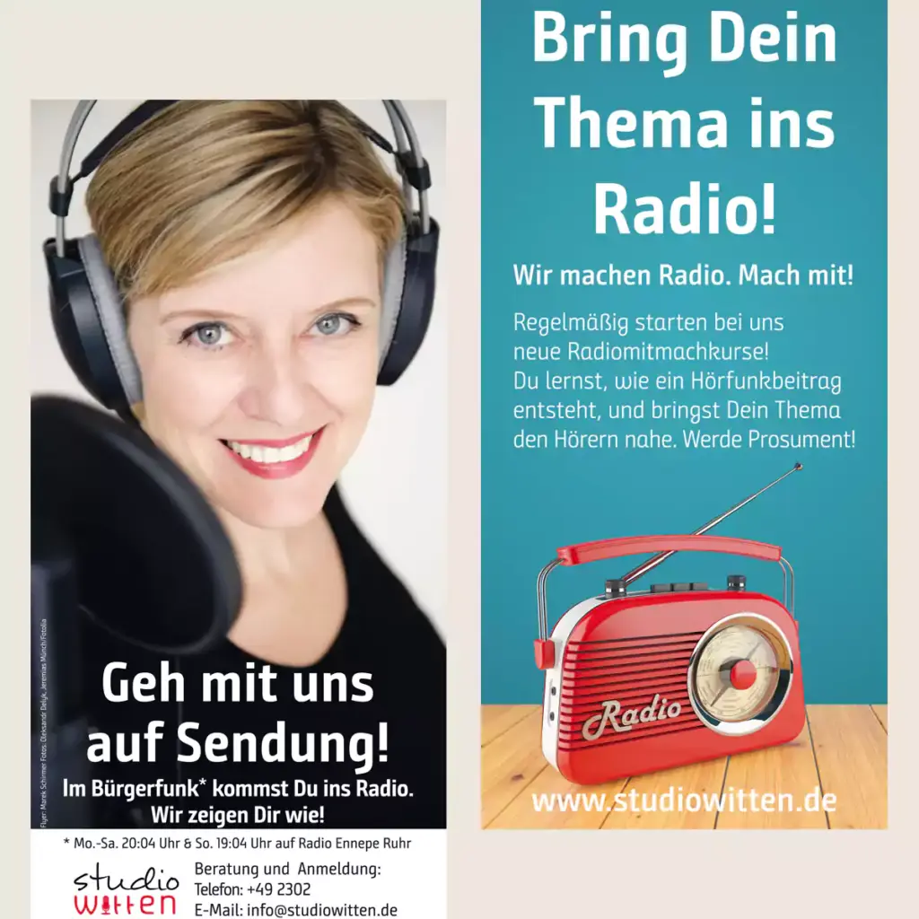 Flyer für Kurse im Studio Witten (Foto: Oleksandr Delyk & Jeremias Münch/Fotolia)