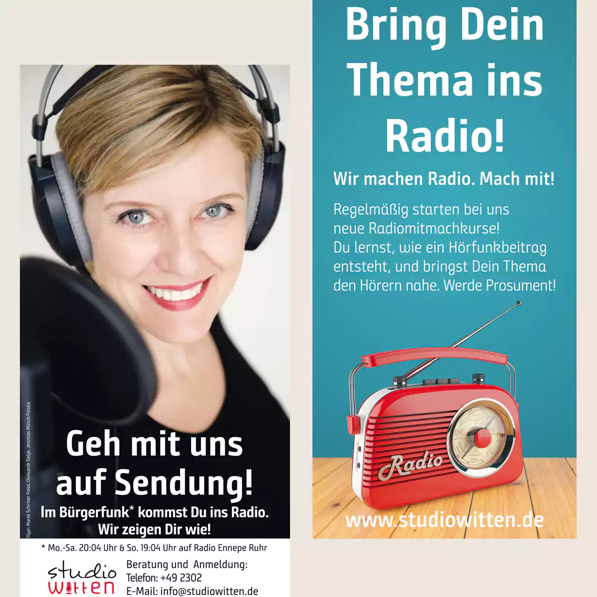 Flyer für Kurse im Studio Witten (Foto: Oleksandr Delyk & Jeremias Münch/Fotolia)