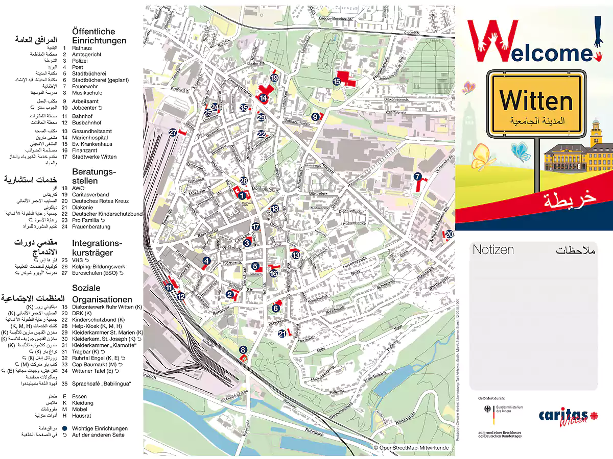 Ein Stadtplan für Migranten (Grafik: Marek Schirmer & OpenStreetmap und Mitwirkenden)