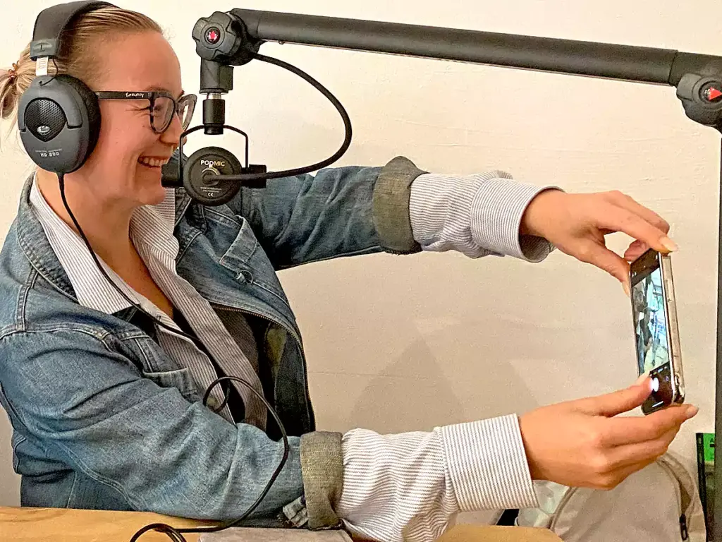 Podcast-Technik: Eine willkommene Kulisse für Selfies.