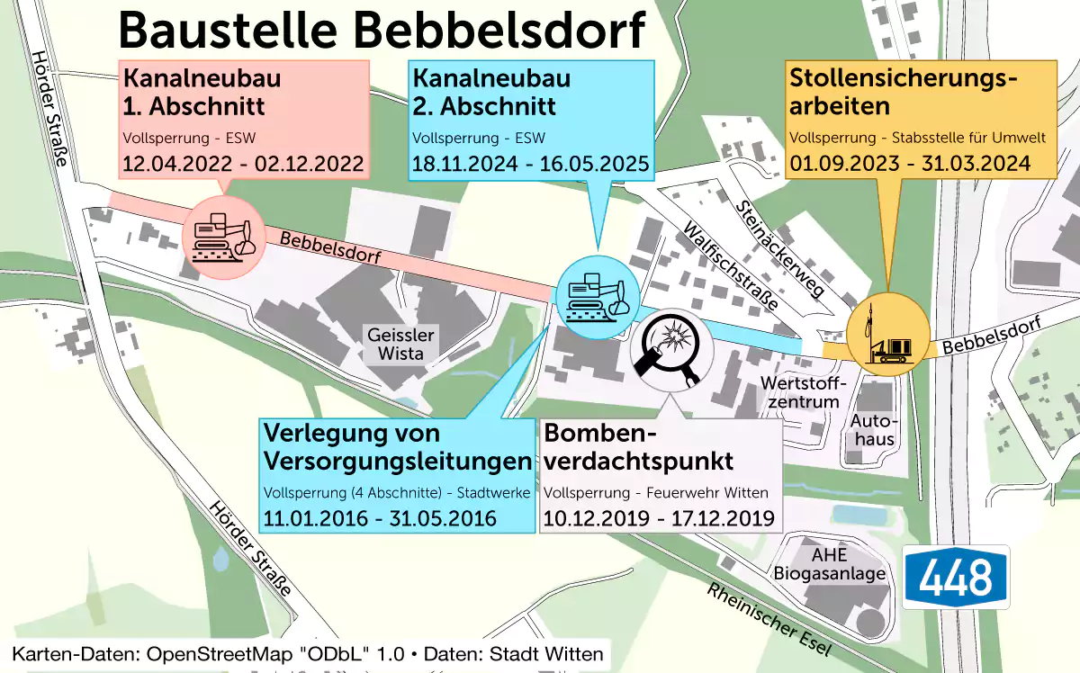 Infografik Straßesperrung  (Kartendaten:  OpenStreetMap und Mitwirkende)
