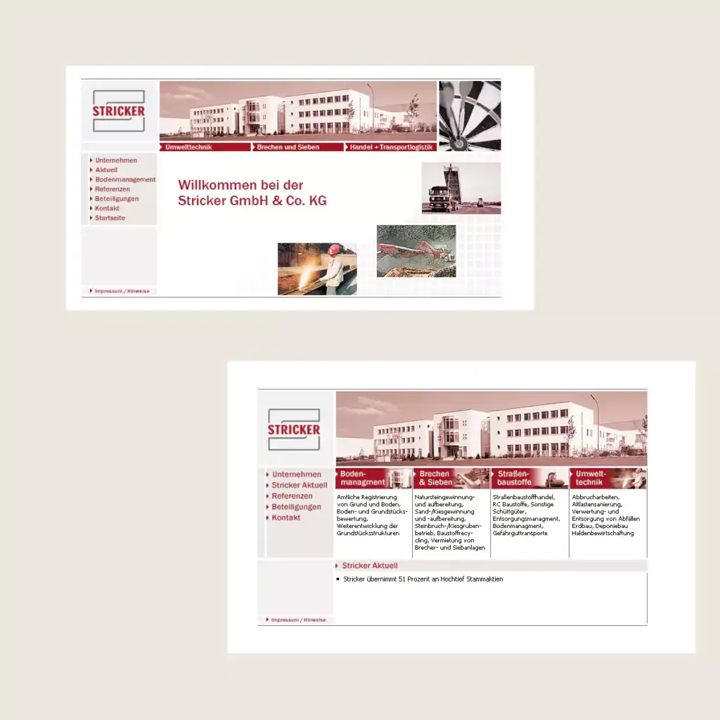 Homepages um die Jahrhundertwende